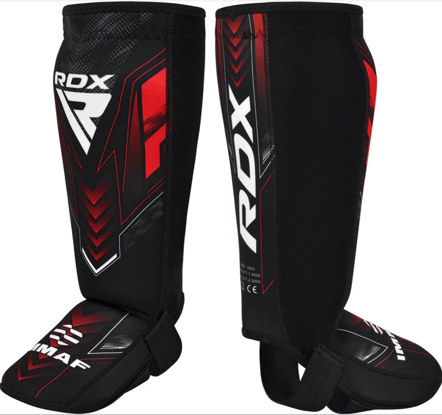 Shin Instep Guards Red - RDX IMMAF Approved Neoprene